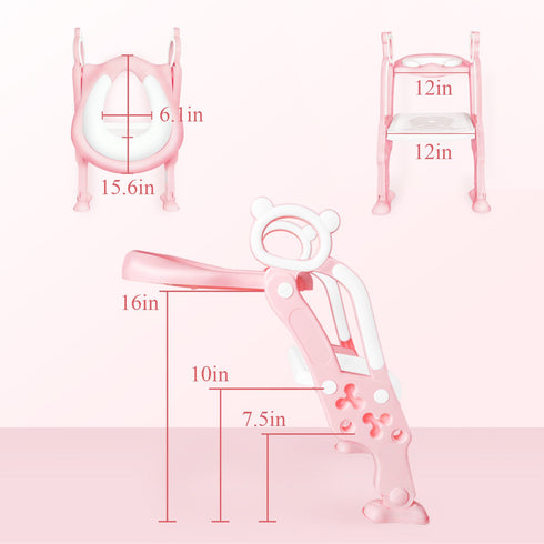 GrowthPic Toddler Toilet Training Seat Ladder with Sturdy Non-Slip Wide Step and Soft Cushion for Girls with Splash