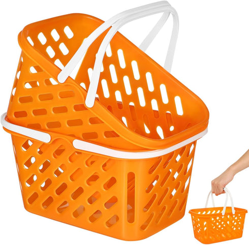 2pcs TOYANDONA Shopping Basket Toys, Kids Grocery Basket with Handle for Kids Pretend Play Grocery Basket Toys