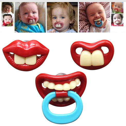 Sdetrcq Funny Pacifier for Baby, Buck Tooth Pacifier Fake Big Teeth Soft Pacifiers