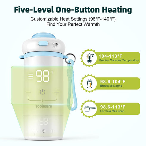 16.91oz 100% Toolastra Portable Bottle Warmer for Baby on The Go, Faster Heating & Precise Temperature Control