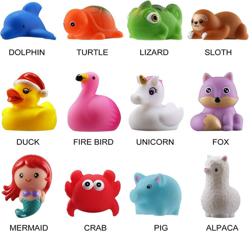 No Hole Bath Toy, 12 Pack Light Up Animal Tub Toys for Toddler Swimming Pool Party, Bathtub Game