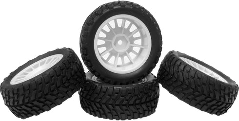 4PCS 75mm Rubber Tyres with Foam Inserts and Plastic Wheel Rims for 1/10 On-Road RC Drift Touring Car (White)