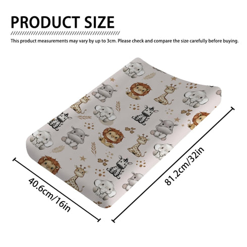 Cartoon Safari Animals Changing Pad Covers African Jungle Animals Flowers Baby Changing Table Pad Cover for Boys Girls Ultra Soft Breathable Stretch Diaper Change Table Pad Covers 32''x16'' Stars