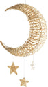 Generic Hanging Moon and Stars Wall Decor, Rattan Wicker Handmade, Nordic Style Celestial