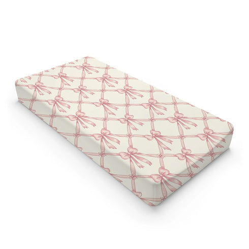 KuphiL10C Girls-16x32 Cute Bows Flowers Pattern Baby Changing Pad Cover, Unisex Bows Nursery Diaper Changing Table Pad