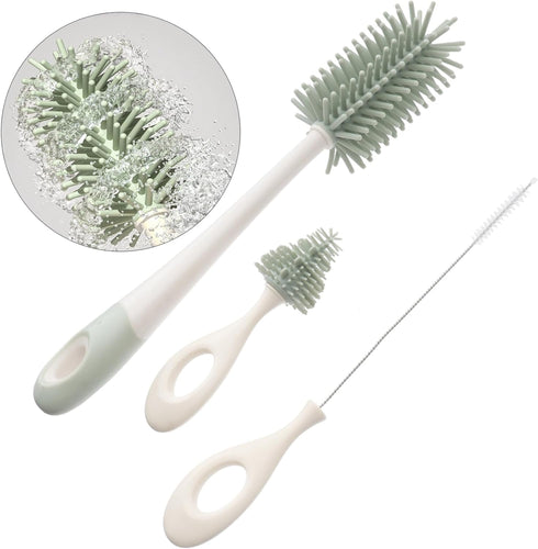Cleaning Brush Set for Baby - Silicone Water Scrub Brush and Bottle Cleaner for Kids' Bottles and Glasses