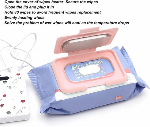 Naroote Baby Wipe Warmer, USB Charging Baby Wet Wipe Warmer Wipe Warmer and Baby Wet Wipes Dispenser with Constant