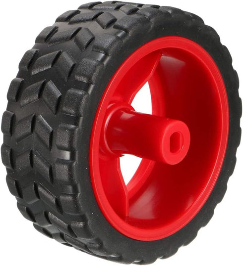 uxcell 65mm Rubber RC Wheel Tires DIY Model Robots 2pcs, Red and Black