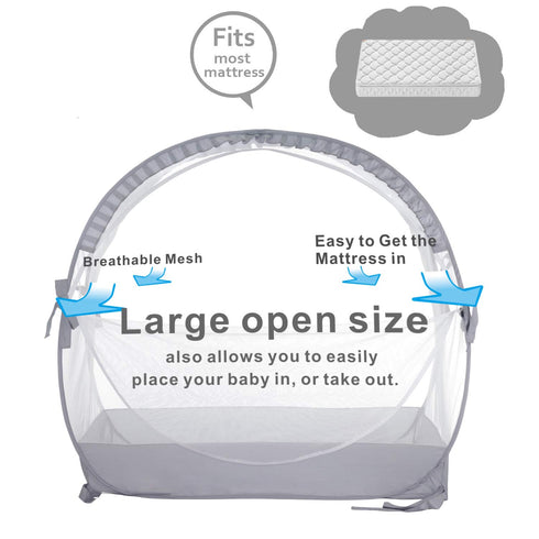ZXPLO Baby Safety Crib Tent Infant Pop up Mosquito Net Nursery Bed Canopy Netting Cover - Keep Baby from Climbing Out