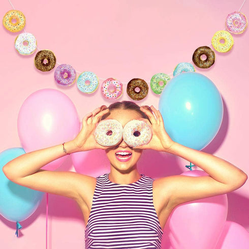 CC HOME Donut Theme Party Banner - Doughnut Birthday Decorations Supplies for Baby Shower
