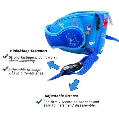Toddler Car Seat Head Support,Child Adjustable Carseat Neck Support, Head Band Strap Headrest Soft Neck Protection Belt