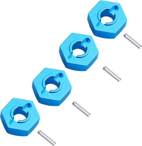 Hobbypark Aluminum Wheel Hex Hubs - 12mm Drive Adapter with Pins - Pack of 4
