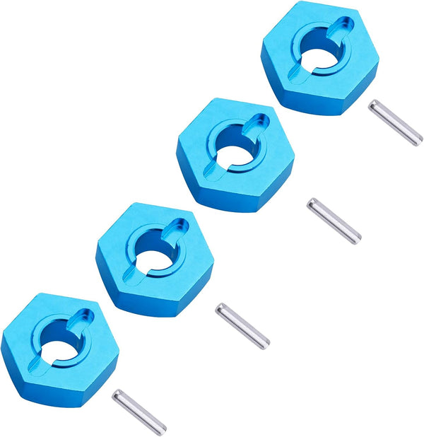 Hobbypark Aluminum Wheel Hex Hubs - 12mm Drive Adapter with Pins - Pack of 4