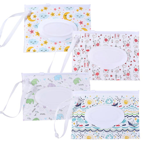 Generic 2/3/4 Pcs Wipes Dispenser Refillable Reusable Wipe Holder Wipe Pouch Case Wipe