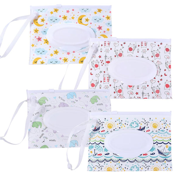 Generic 2/3/4 Pcs Wipes Dispenser Refillable Reusable Wipe Holder Wipe Pouch Case Wipe