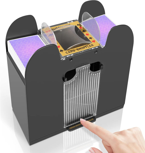 FEIERYA Automatic Card Shuffler 2/1/4/6 Deck,Battery-Operated Electric Poker Shuffler,Playing Card Shuffler for
