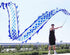 19.6 FT Silk-Like Blue Dragon Poi, Flinging Dragon Spiral Practice Ribbon Streamer with 90 cm Handstick Rod + Travel