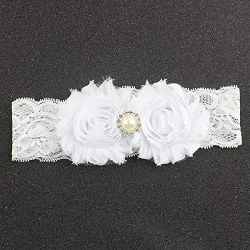 Miugle Baby Christening Headbands for Baby Girl Baptism with Bows, White, 0-3 years