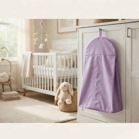 Light Purple Hanging Baby Diaper Caddy Organizer for Changing Station; Baby Nursery Dcor for Girls; Diaper Stacker