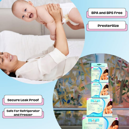 ComfyDaya SafeShield (50 Count). Breastmilk Storage Bags Ready to Use. Pre-sterilize, BPA & BPS-Free, Leak-Proof