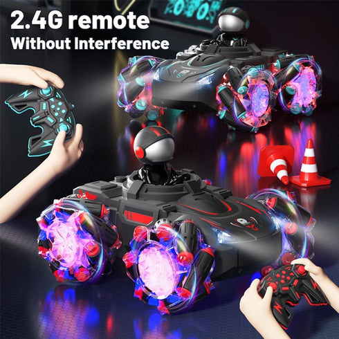 RC Stunt Car Remote Control for Kids with HD Projection Lights, Music, 360° Rotation, 4WD 2.4GHz