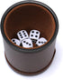 Leather Dice Cup Set - Felt Lining Quiet Shaker with 5 Dot Dices for Farkle Yahtzee Games, Brown