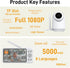 NEWQ 1080P 2 HD Baby Monitor: No WiFi Display Clear Night Vision with Video Recording Feature, Temperature Sensor