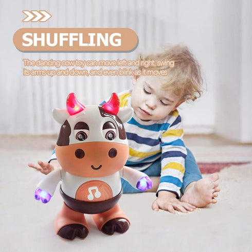 3 1+, 3+ Electric Dancing Cow Light up Musical Cow Plastic Dancing Toys Baby Animal Sounds Toys Toddler Sensory