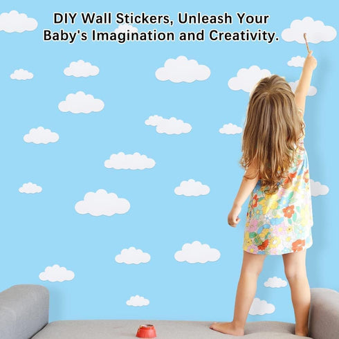 31pcs Big Clouds Vinyl Wall Decals, Removable Wall Art Decor for Living Room Nursery Kids Room