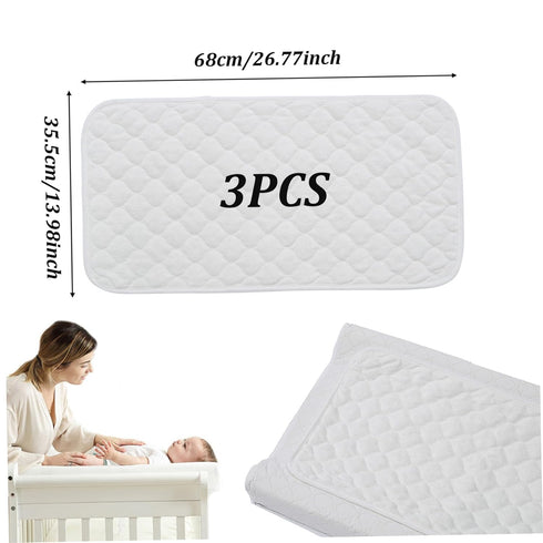 CNAFGBGG 3Pcs 27x14'' Diaper Changing Pad Waterproof Changing Mat Washable Reusable Cotton Travel Pad for Baby