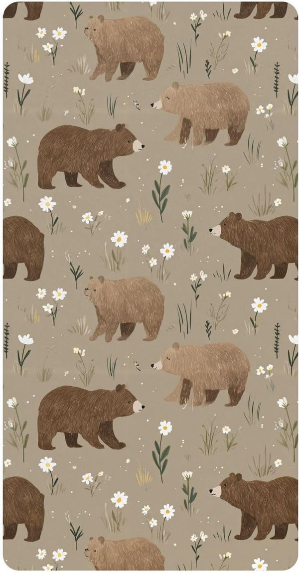 miaozhen Cotton Crib Sheets for Baby Boys Girls Comfy Breathable Naughty Grassland Brown