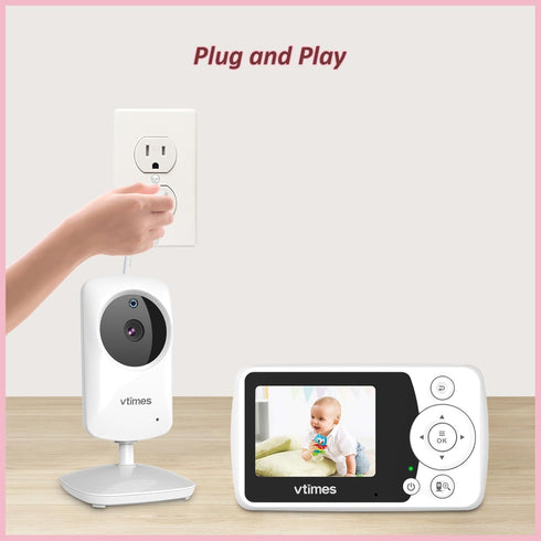 VTimes 2 2.4" 1000ft Baby Monitor with Cameras, LCD Screen Video Baby Monitor No WiFi Night Vision VOX Mode Alarm