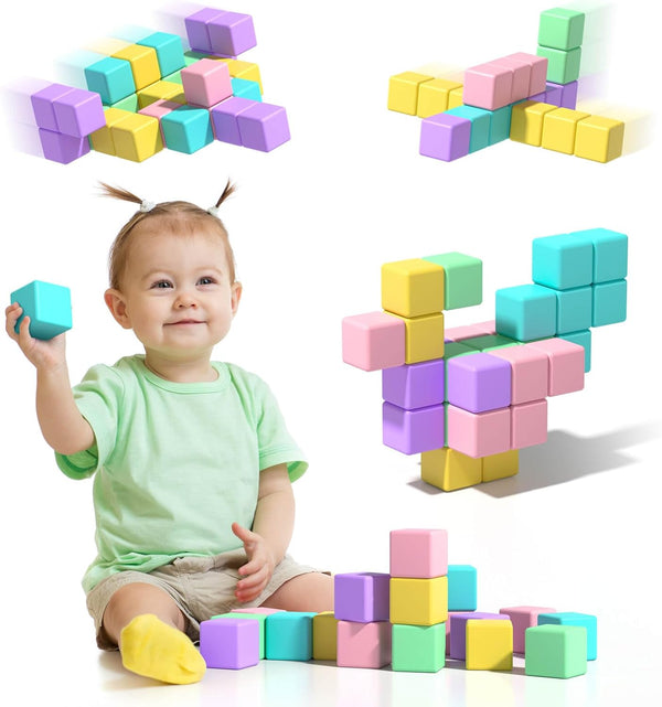 Magnetic Blocks for Toddlers, 1.34in Macaron Magnetic Building Cubes for Kids Ages