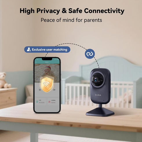 Envilink 2.8" 14h 1200ft Video Baby Monitor with App, Screen Battery, Sound Detection, Night Vision, Two Way Talk
