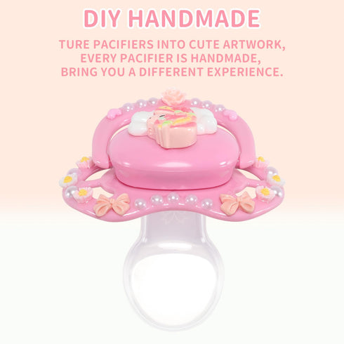 Dummy CutiePlusU Adult Sized Pacifier for Adult DIY Handmade Big Shield-Unicorn Pink