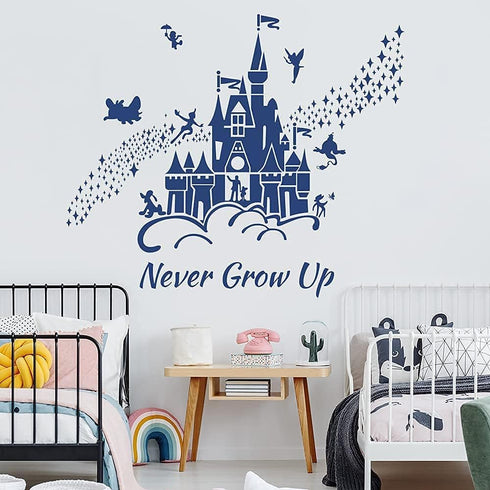 Supzone Castle Wall Stickers, Fairy Tale Castle Quotes Stars Wall Decor for Baby Nursery Room Kids Bedroom