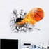 Supzone 3D Basketball Wall Sticker, Self-Adhesive Vinyl Removable Flying Basketball Art for Kids Bedroom