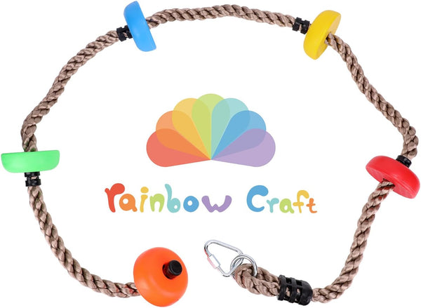 Rainbow Craft Colorful Climbing Rope - 6.5ft with 5 Knotted Foot -