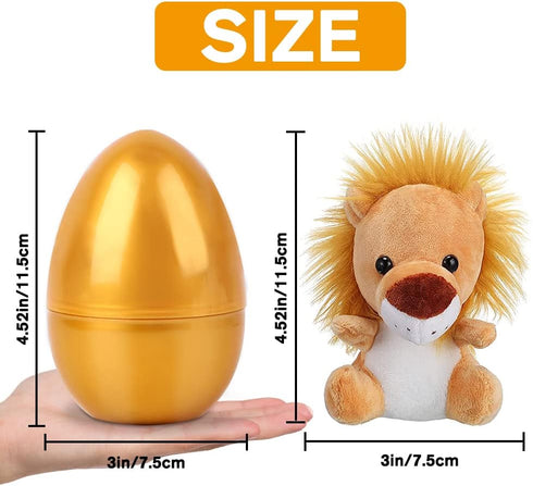 YUJUN 6pc Easter Eggs with Plush Animal Toys, Mini Stuffed Animals for Kids Party Favors, Basket Stuffers & Egg Fillers
