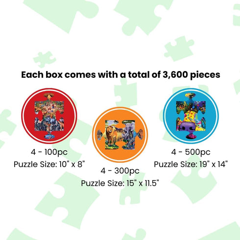 12 Pack 12-Pack 500, 300, 100 MasterPieces Jigsaw Puzzles for Adults, Family, Or Kids - Artist Gallery Bundle
