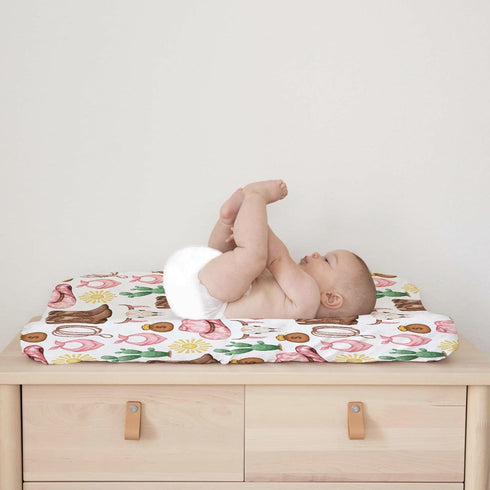 Western Cowgirl Baby Changing Pad Cover for Boys & Girls, Soft Breathable Fitted Changing Table Mats 32''x16'' Desert