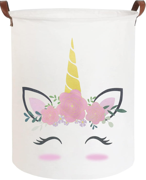 CLOCOR Pink Unicorn Laundry Basket, Kids Toy Storage Bin, Baby Girls Dirty Clothes Hamper (Pink Unicorn)