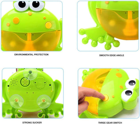 Frog Bubble Maker for Bath, Foam Blower Bubbling Machine, Musical Bathtub Toy for Kids