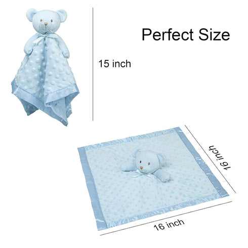 Pro Goleem Teddy Bear Lovey Baby Security Blanket, Unisex Soft Lovie Baby Gifts for Newborn Toddler, Blue 16 Inch