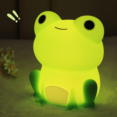 Frog Night Light, Frog Gifts for Girl, Frog Lamp Gifts Bedside Lamp for Nursery, ABS+SIL, Touch Control, Portable and Rechargeable Dimmable, Birthday Gifts for Boys Girls by OkiyiD