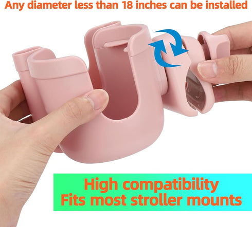 Elecphbo 2-in-1 Stroller Cup Holder with Phone Holder, Baby's Feeding Bottle Holder,Upgraded Universal Cup Holder,Bike