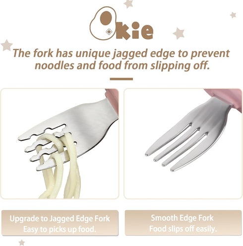 Toddler Utensils - Stainless Steel Forks and Spoons, Baby Silverware with BPA Free Silicone Easy Grip, 8 Months+
