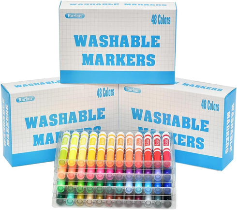 Rarlan Washable Markers Bulk, Markers for Kids, Bulk Pack, 48 Colors, 3 Boxes,