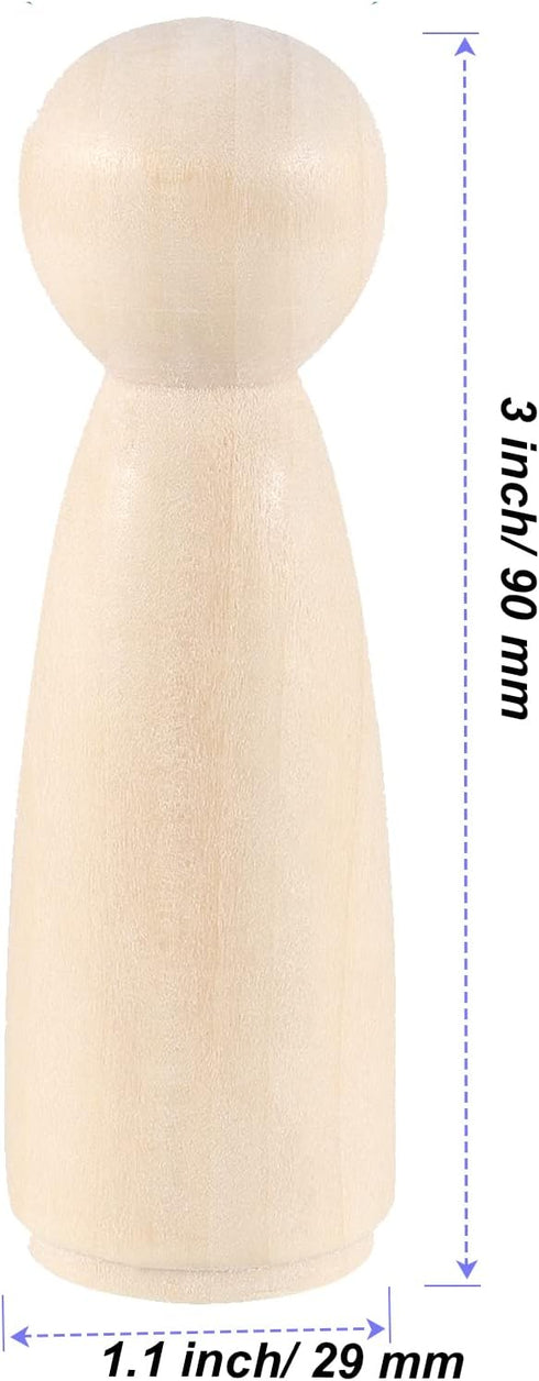 30 PCS 3.5 Inch Wooden Peg Dolls, Unfinished Wood Angel Girl Shape Peg People Bodies Figures for DIY Craft, Wedding, Cake Toppers, Painting by MAHIONG