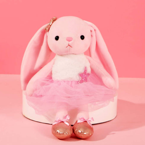 Ballerina Dolls Plush Bunny Rabbit, Soft Toys for Girls, Ballet Dance Recital Gift, Pink 15.5 Inches